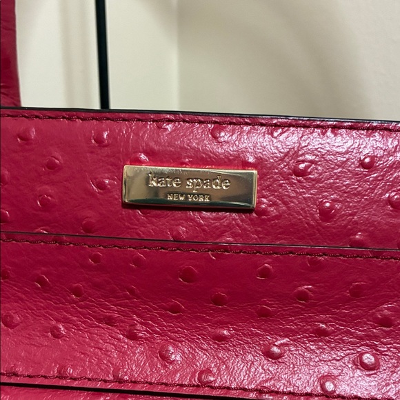 Red Ostrich Embossed Kate Spade Large Red Tote NWOT Bag - Picture 4 of 10